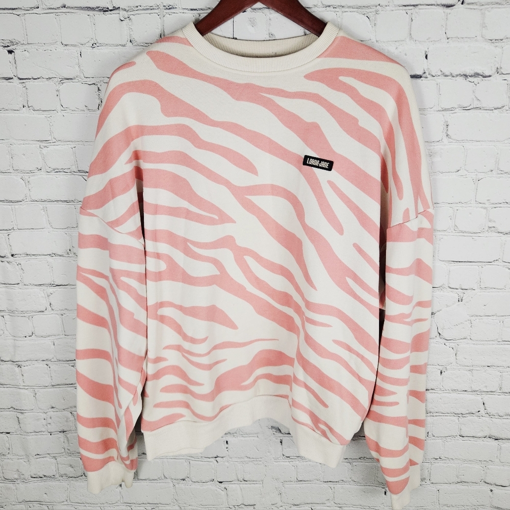 UNIQUELY LORNA JANE | pink zebra animal print crewneck sweatshirt